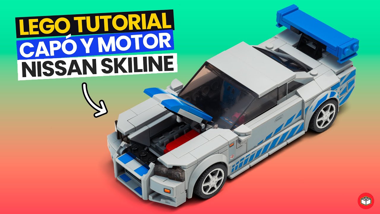 🔥 TUTORIAL CAPÓ y MOTOR 🔥 Modificación FÁCIL LEGO Nissan Skyline R34 📣 How to make a engine lego